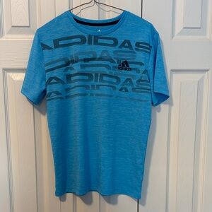 Adidas Blue Short Sleeve Tee Sporty Overlapping Logo 14/16 NWOT